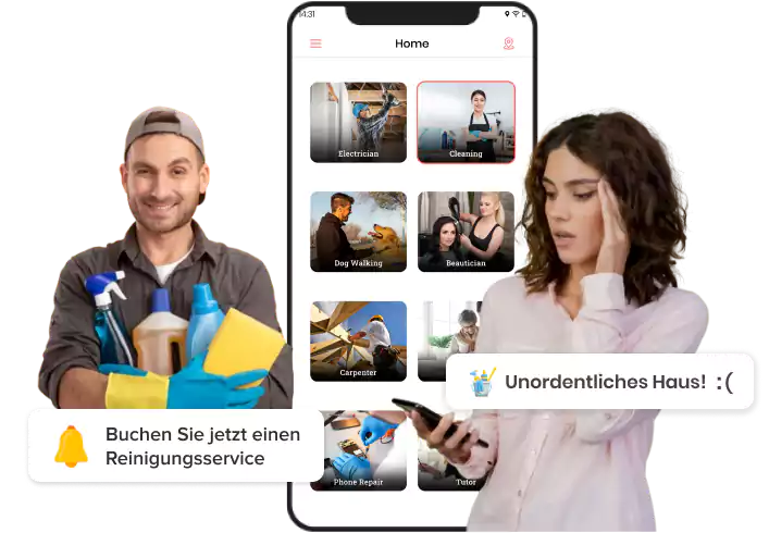 App für den Hausreinigungsservice auf Abruf